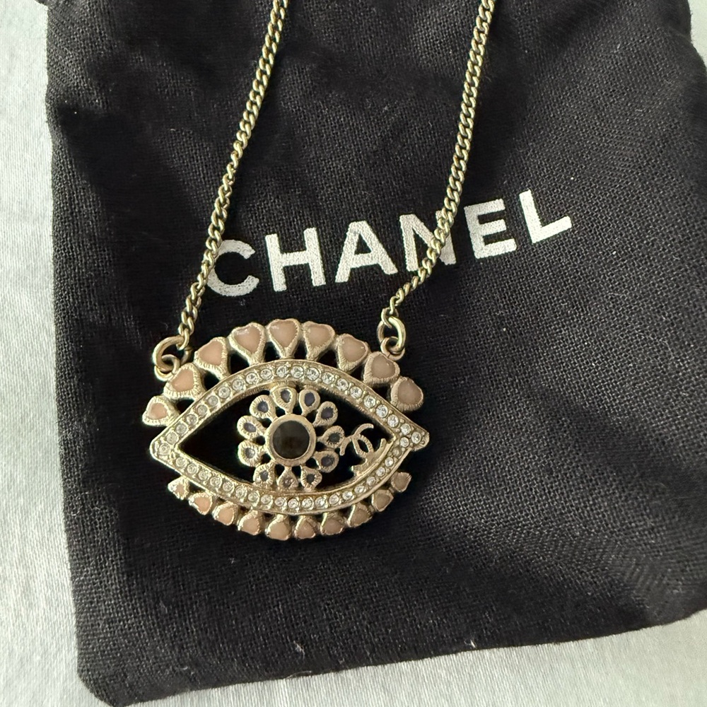 Chanel Evil Eye Heart Pendant Necklace